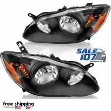 For 2003-2008 Toyota Corolla Headlights Headlamps Black Housing Set Left+Right (For: 2004 Toyota Corolla)