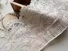 Vintage Crochet Cotton White Lace Trim with Scalloped Edge 6.69" Wide 2 Yards