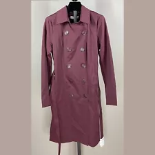 NEW New York & Company Burgundy Red Trench Coat Jacket Womens Medium