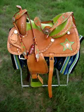 Horse Western Barrel Show Pleasure LEATHER SADDLE Bridle 5040