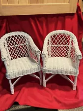 Vintage Mini White Wicker Chair for 16” Doll /Plant Stand Stuffed Animal 11”