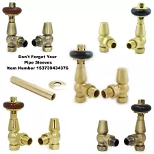 Traditional Thermostatic Radiator Valves Brass Pair Angled - Shannon | Hot Flow