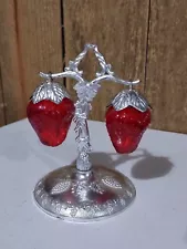 Vintage Hanging Strawberry Salt & Pepper Shakers Tree Made In Hong Kong