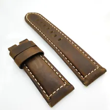 24mm Dark Brown Calf Leather for 22mm Tang buckle PAM PAM111 Strap Watch Band