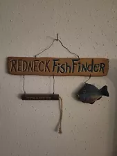 Vintage Rustic Cabin Decor Redneck Fish Finder/Hangout Wood Sign