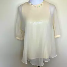 Elie Tahari Silk Sequin Blouse Size Small Ivory Dressy Cocktail Party Top SALE!