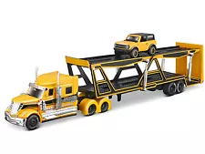 1/64 Diecast International Lonestar Car Hauler Yellow Black Stripes Maisto20...