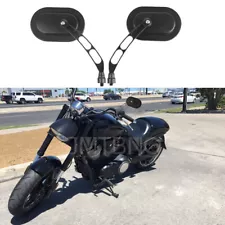 For Victory Hammer 8 Ball Black Oval Motorcycle Rear View Side Mirrors 10mm/M10 (For: Victory Hammer 8 Ball)