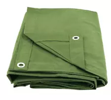 7' x 9' Green 12oz Canvas Tarp with Grommets Tarpaulin Cover for Semi Truck