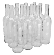 Empty Wine Bottles Lot 750 Ml Glass Bordeaux Flat Bottomed Cork Finish 12 Case