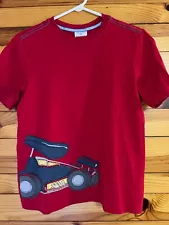 Hanna Andersson Dune Buggy Go Kart Car Appliqué Shirt EUC Red Top 160 14-16