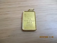 Credit Suisse 10 Grams Gold Bar 14K Yellow Gold Pendant-RT-09