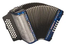 Hohner Corona II Diatonic Accordion F/Bb/Eb Blue Lacquer Bundle w/Bag & Straps