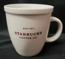 2007 STARBUCKS Holiday Mug Coffee Cup 18oz est. 1971 Red Lettering White