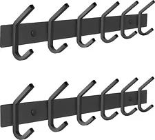 Bulk Box 2 PCS 6 Hooks Coat Rack Wall Mounted For Hanging Clothes Hats key Black