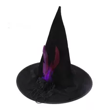 Halloween Black Flannel Witch Hat – Stylish Wizard Headdress for Spooky Fun