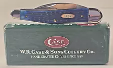 2004 Case XX 6355WH SS Seahorse Whittler 3 blade Blue Bone handle NEW