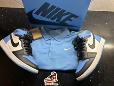 ð¥Nike Air Jordan 1 Retro OG High UNC Toe DZ5485-400 Size 10 & Nike Polo Shirt