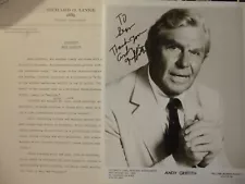 Matlock No Time For Sergeants ANDY GRIFFITH hand signed photo with biography