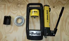 Parker Portable Hose Crimping Machine, 3 Crimp Dies, & Enerpac Turbo II Pump