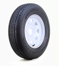 Trailer Tire White Spoke Rim ST205/75R15 8-Ply D 107M 5 Lug on 4.5"