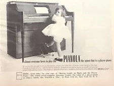 Pianola Spinet Player Piano Music Investment Toddler Vintage Print Ad 1962