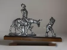 Don Quixote Sancho Panza Sculpture Figure Resin Statue - Antique Silver Finish