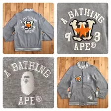 varsity jacket a bathing BAPE STA LOGO patch ape star Gray Size S From Japan