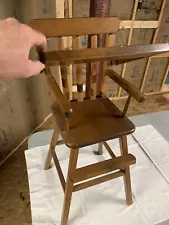 Vintage Wooden Doll High Chair 27" with Pullover Tray