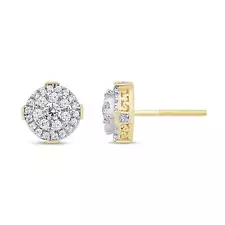 10K YELLOW GOLD .60 CARAT 8 MM 100% GENUINE DIAMONDS MENS/WOMENS EARRING STUDS