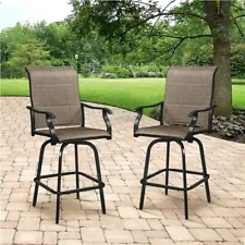 Outdoor Swivel Bar Stools Set of 2, Patio Bistro Chairs with High Back, Used