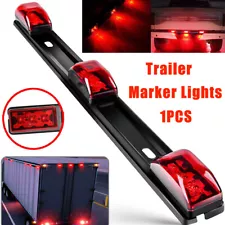 Red LED Stainless Rear Clearance ID Marker Light Bar Truck Trailer Tail Lights