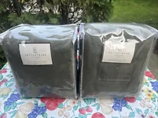 Pottery Barn Silk Drape Rideau 100 X 96 Inches Olive Green Pole Pocket -1 Pair