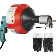 VEVOR Drain Cleaner 26'x1/3" Electric Drain Auger Plumbing Cleaning Machine 700W