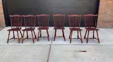 ANTIQUE Set/6 Early 20th Century Spindle Windsor Chairs