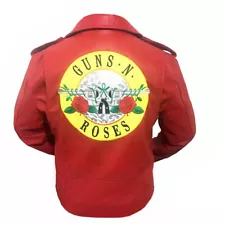 New GUNS N ROSES RED LEATHER JACKET - AXL ROSE - PARADISE CITY