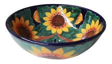 Mexican Talavera Vessel Sink Round Handcrafted - Sunflowers -