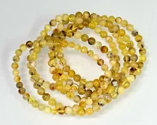 Wholesale 6 PCs Natural Amber 6mm 7.5” Crystal Stretch Bracelet