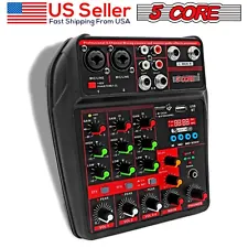 4 Channel Mini Audio Mixer Bluetooth USB DJ Console + Sound Card Studio Mixer