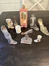 Vintage Estate Sale Find perfume bottle lot Of 11 Bottles And Figurines