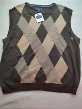 Saddlebred sweater vest mens L pullover 100% cotton golf casual grandpa core