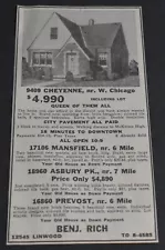 1939 Print Ad Michigan Detroit 9409 Cheyenne St Home for Sale Benj Rich Art