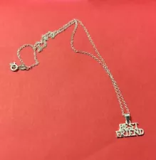 BEST FRIEND Sterling Silver Charm Pendant On 16” Thailand 925 Chain Necklace