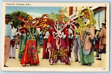 Trinidad and Tobago B.W.I Postcard Carnival Costumes Mask c1940's Posted Vintage