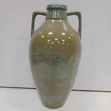 Large 2 Handled Green & Blue Floor Vase