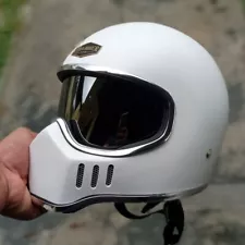 SALE! VINTAGE CUSTOM HELMET LOCOMOTO WHITE CAFE RACER CHOPPER BOBBER MOTORCYCLE