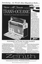 1959 Print Sales AD Advertisement Art ZENITH Trans-Oceanic Radio for $250