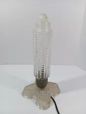 Vintage Art Deco Skyscraper Glass Table Lamp Night Stand Boudoir Tower Phallic