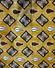 African Wax Print Fabric Gold & Brown Cowrie Shell 42"W x 102" L