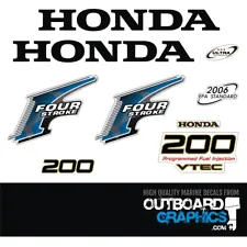 Honda BF200 200hp 4 stroke VTEC outboard engine decals/sticker kit